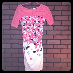 Tracy Reese pink and cream mixed media dress